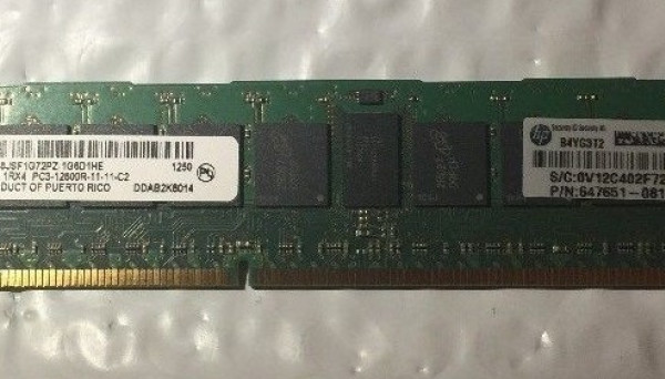 664691-001 CAS-11,RoHS Single Rank x4 PC3-12800R (DDR3-1600) Registered DIMM,8GB (1x8GB)