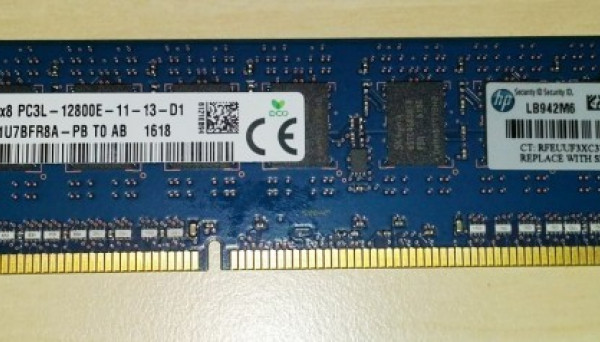 823810-001 1Rx8 PC3L-12800E (DDR3-1600) Unbuffered ECC Memory 4GB (1x4GB)