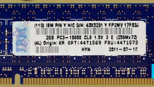 43X5291 PC3-10600R-999 DDR3 ECC DIMM 2Rx8 2GB