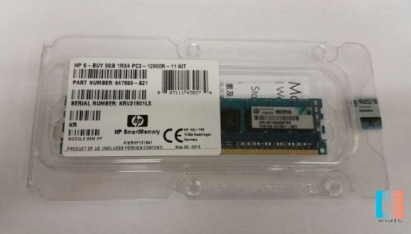 647899-B21 1RX4 PC3-12800 (DDR3-1600) REG option kit 8GB (1X8GB)
