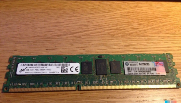 647893-B21 Rank DDR3 PC3L-10600R 1.35V 4GB Single